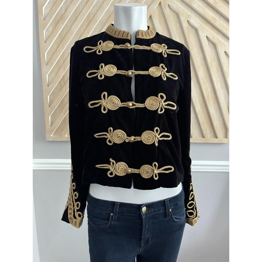 ZARA Woman Velvet Military Jacket with Gold Trim